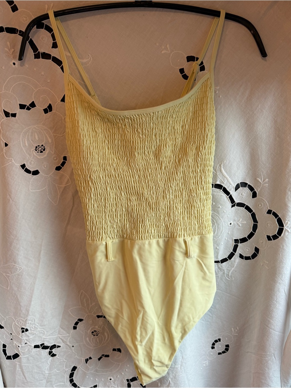 Scotch & Soda Smocked One Piece Swimsuit Butter Yellow Belted Boho L